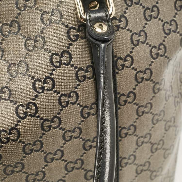 Pre Owned Gucci Black/Grey GG Crystal Canvas and Leather Medium Joy Tote