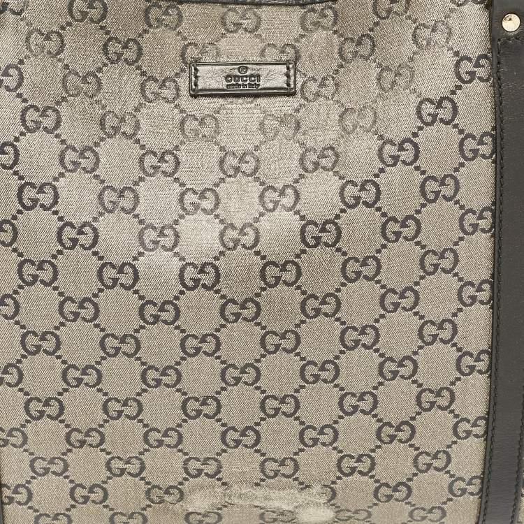 Pre Owned Gucci Black/Grey GG Crystal Canvas and Leather Medium Joy Tote