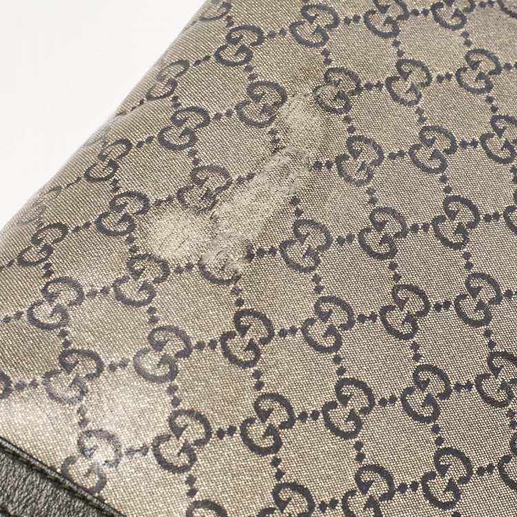 Pre Owned Gucci Black/Grey GG Crystal Canvas and Leather Medium Joy Tote