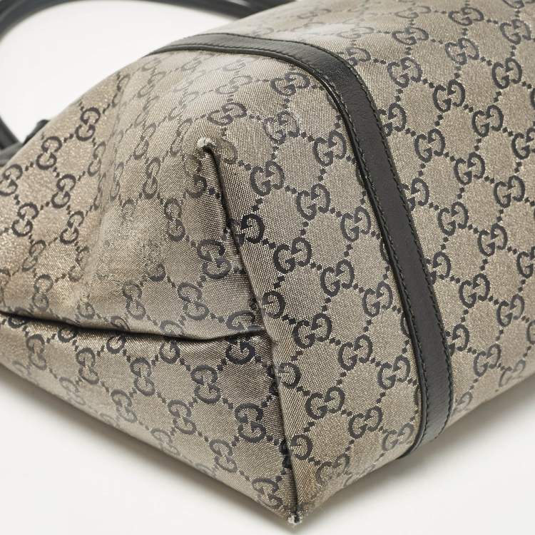 Pre Owned Gucci Black/Grey GG Crystal Canvas and Leather Medium Joy Tote