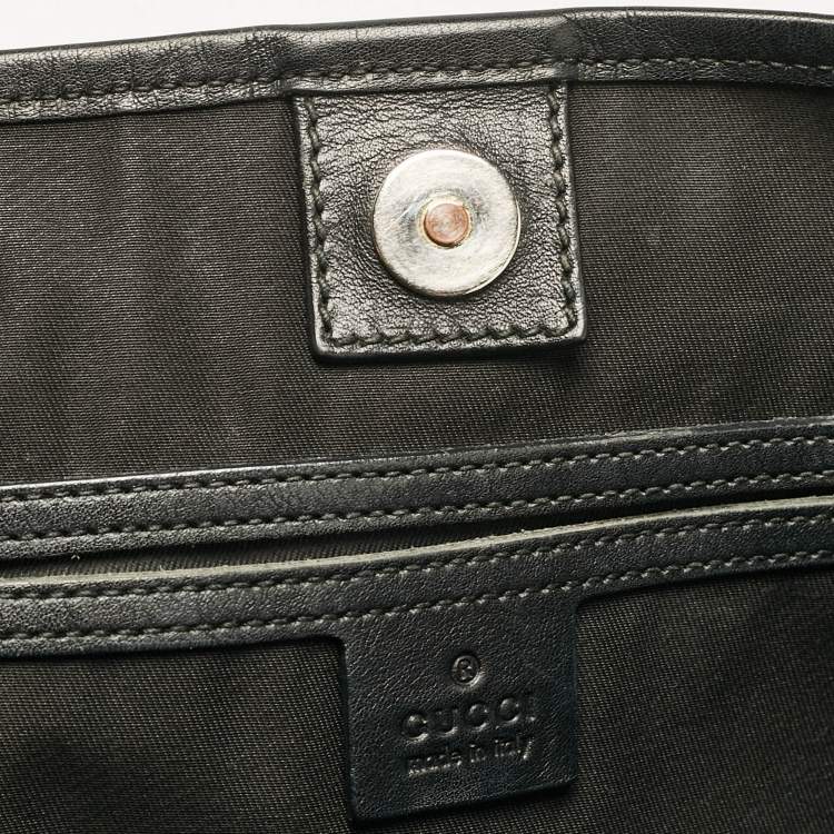 Pre Owned Gucci Black/Grey GG Crystal Canvas and Leather Medium Joy Tote