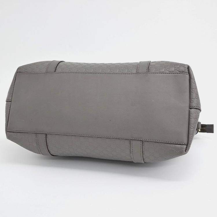 Pre Owned Gucci Grey Leather Micro Cima Line Tote Bag