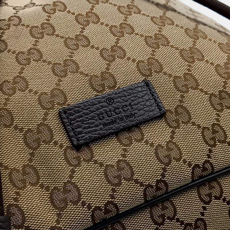 Pre Owned Gucci Beige Brown Coated Canvas backpack bag