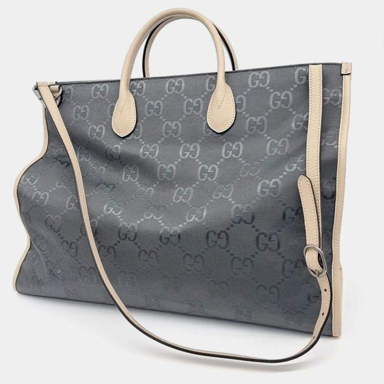 Pre Owned Gucci Grey Canvas and Leather Off the Grid Tote Bag