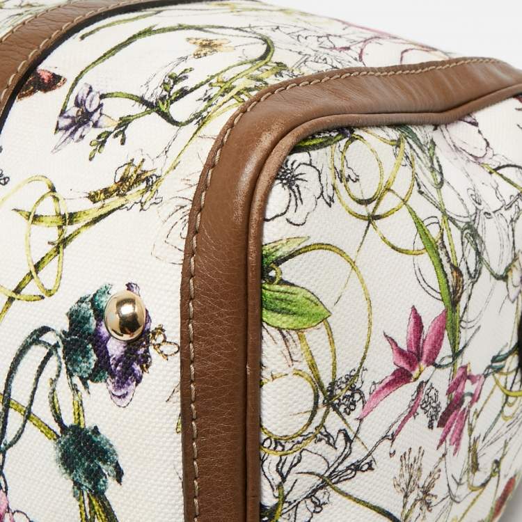 Pre Owned Gucci Beige/Multicolor Canvas and Leather Medium Floral Joy Boston Bag