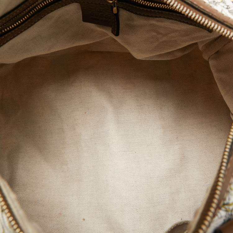 Pre Owned Gucci Beige/Multicolor Canvas and Leather Medium Floral Joy Boston Bag