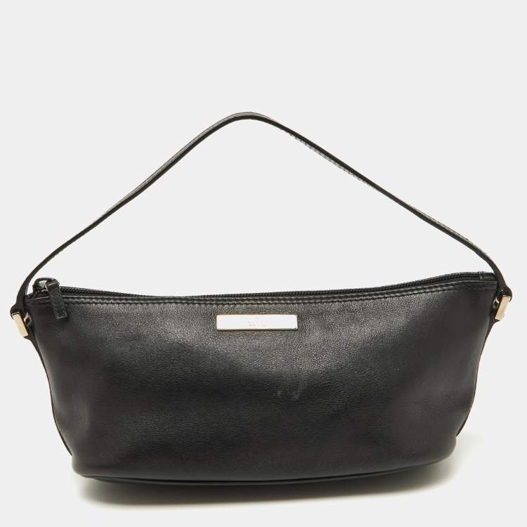 Pre Owned Gucci Black Leather Vintage Mini Boat Shoulder Bag