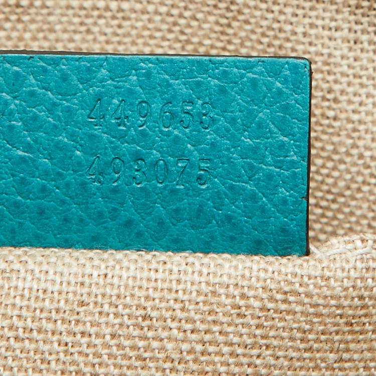 Pre Owned Gucci Teal Blue Leather Bamboo Braided Tassel Zip Clutch