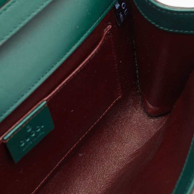 Pre Owned Gucci Green Leather Zumi Top Handle Bag