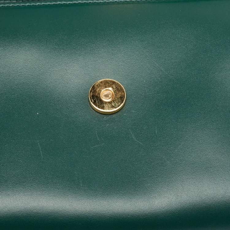 Pre Owned Gucci Green Leather Zumi Top Handle Bag