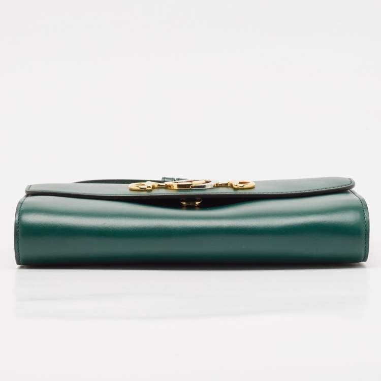 Pre Owned Gucci Green Leather Zumi Top Handle Bag