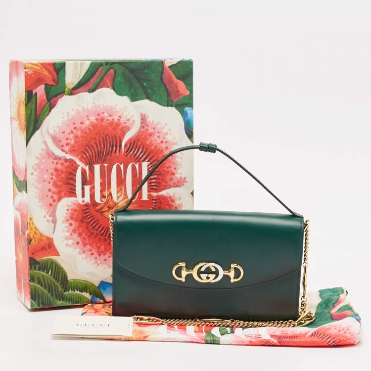 Pre Owned Gucci Green Leather Zumi Top Handle Bag