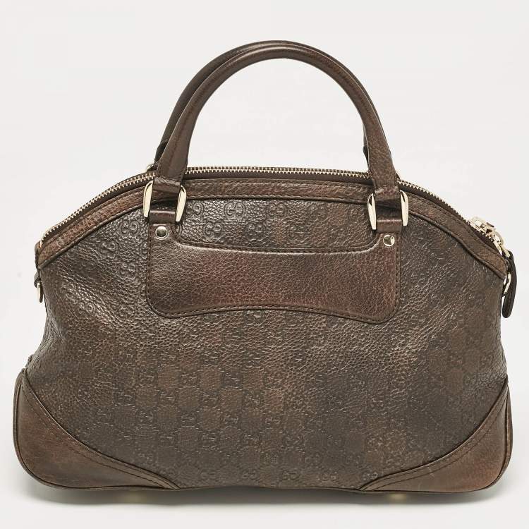 Pre Owned Gucci Dark Brown Guccissima Leather Catherine Dome Satchel