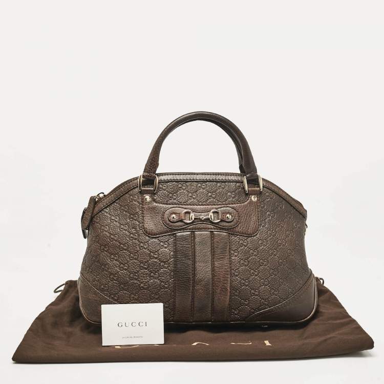 Pre Owned Gucci Dark Brown Guccissima Leather Catherine Dome Satchel
