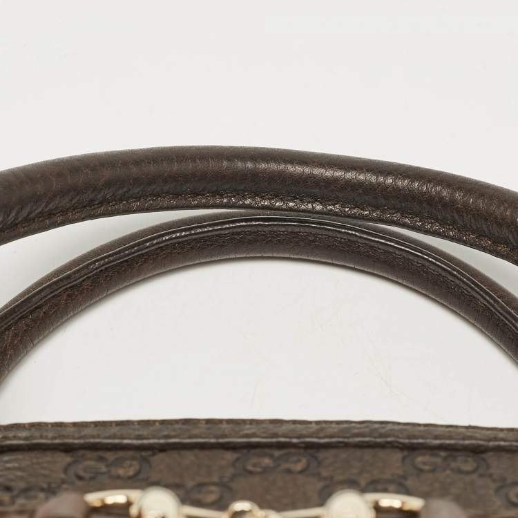 Pre Owned Gucci Dark Brown Guccissima Leather Catherine Dome Satchel
