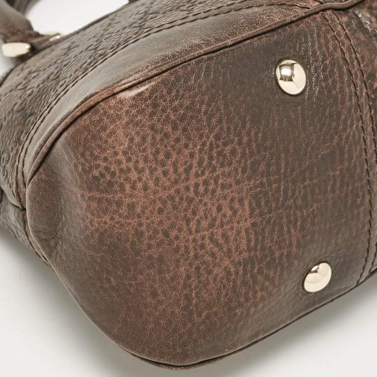 Pre Owned Gucci Dark Brown Guccissima Leather Catherine Dome Satchel