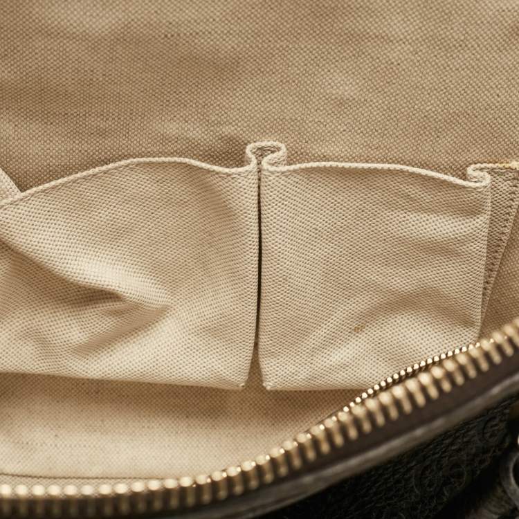 Pre Owned Gucci Dark Brown Guccissima Leather Catherine Dome Satchel