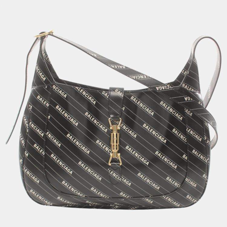 Pre Owned Gucci Leather Black White Jackie 1961 Shoulder Bag