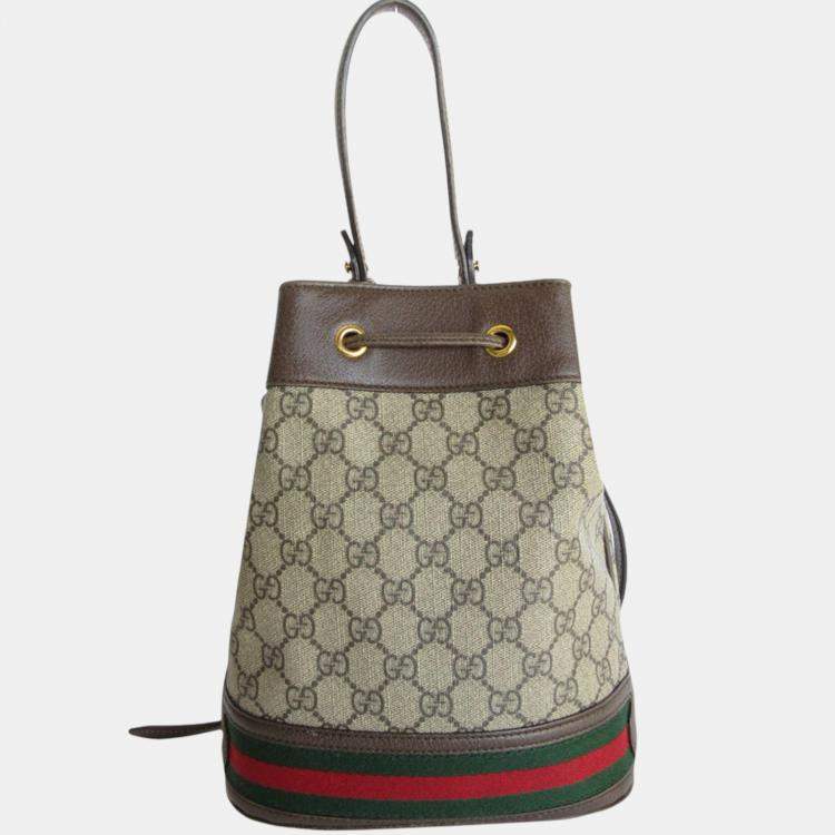 Pre Owned Gucci Brown Gg Supreme Leather Shoulder Bag