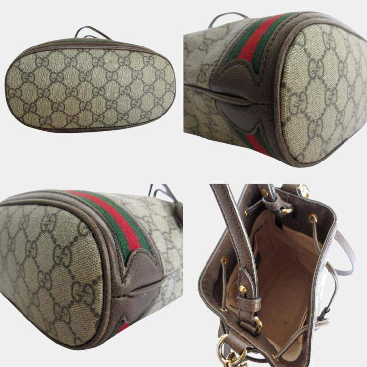 Pre Owned Gucci Brown Gg Supreme Leather Shoulder Bag