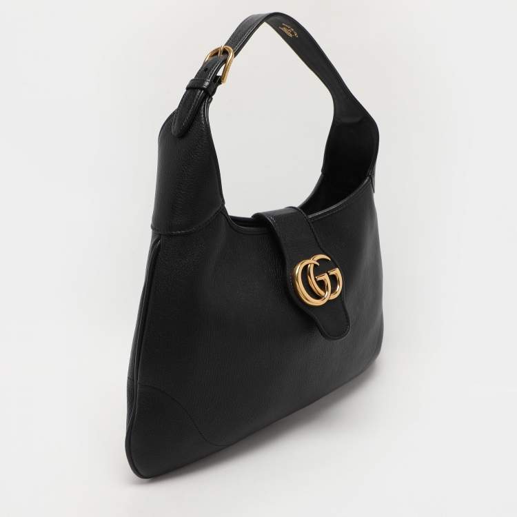 Pre Owned Gucci Black Leather Aphrodite Hobo