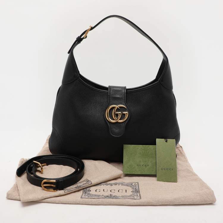 Pre Owned Gucci Black Leather Aphrodite Hobo