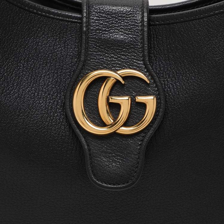 Pre Owned Gucci Black Leather Aphrodite Hobo