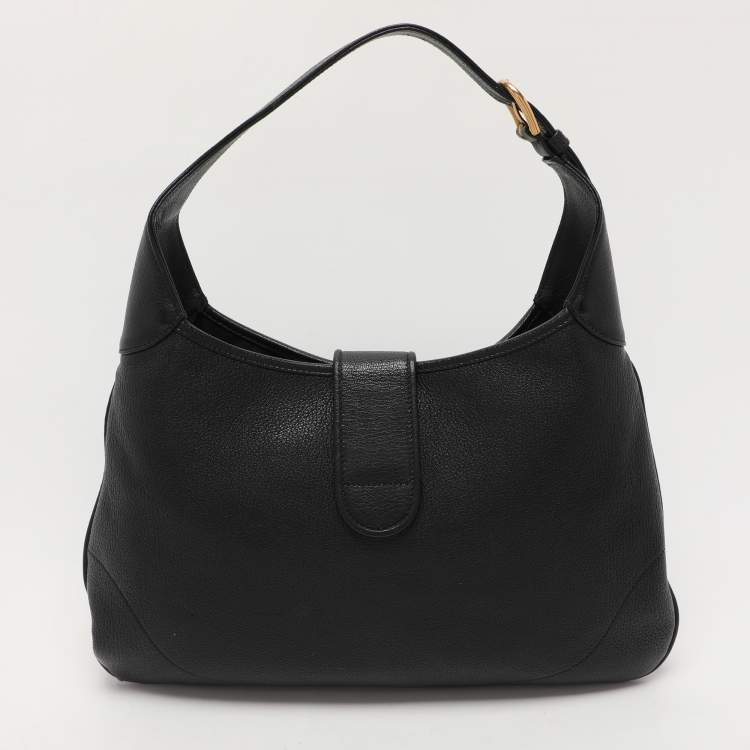 Pre Owned Gucci Black Leather Aphrodite Hobo