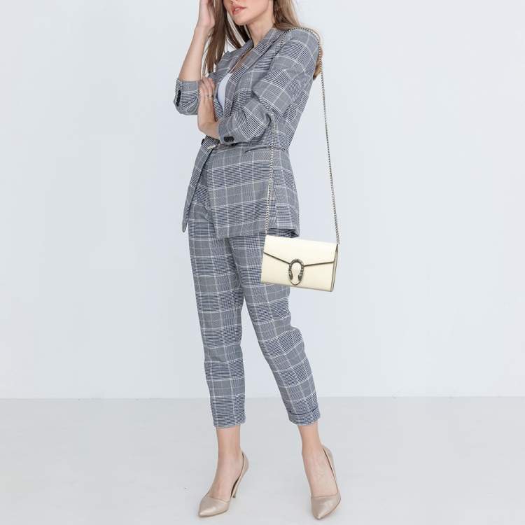 Pre Owned Gucci Off White Leather Mini Dionysus Wallet on Chain 