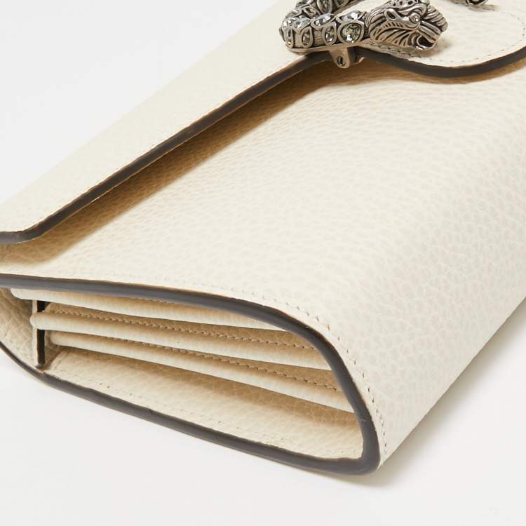 Pre Owned Gucci Off White Leather Mini Dionysus Wallet on Chain 