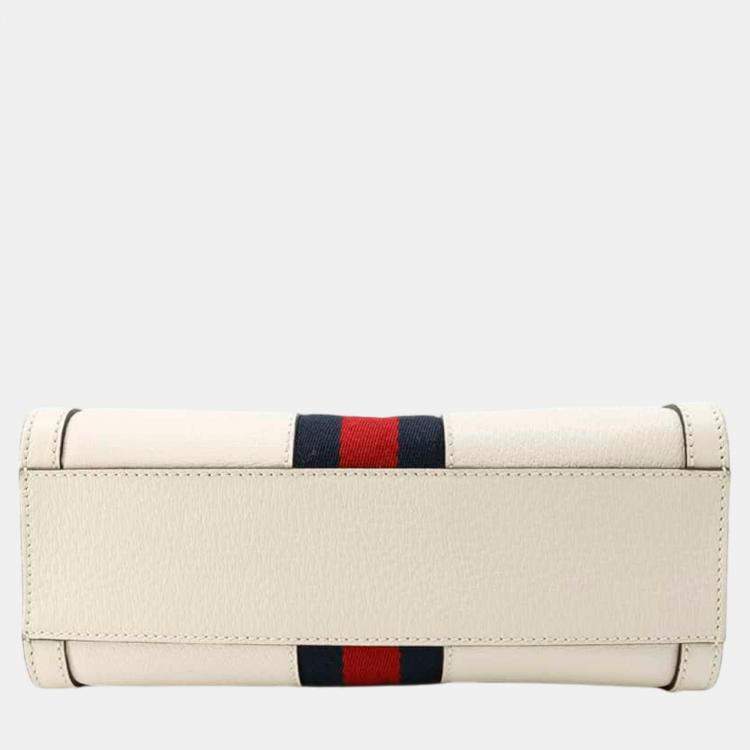 Pre Owned Gucci White Leather Ophidia Gg small Tote Bag