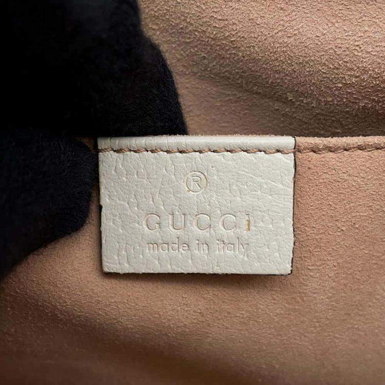 Pre Owned Gucci White Leather Ophidia Gg small Tote Bag