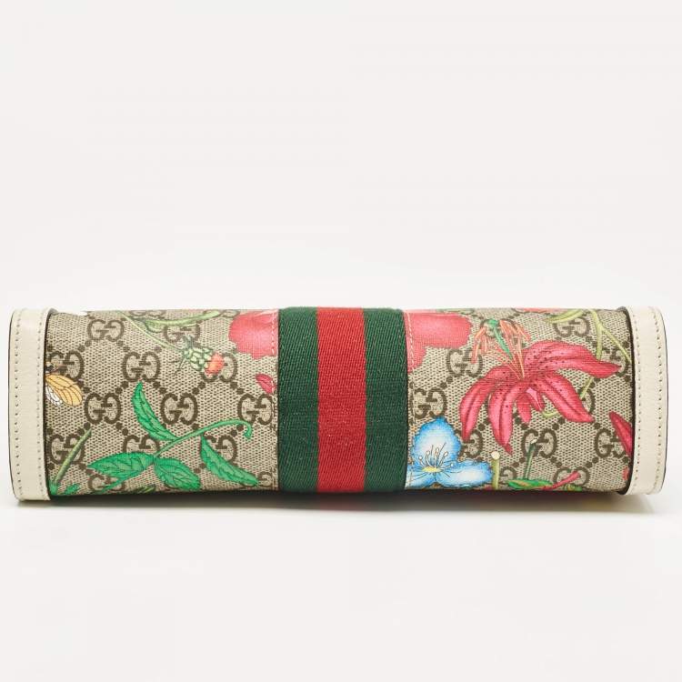 Pre Owned Gucci Multicolor Flora GG Supreme Canvas Small Ophidia Shoulder Bag