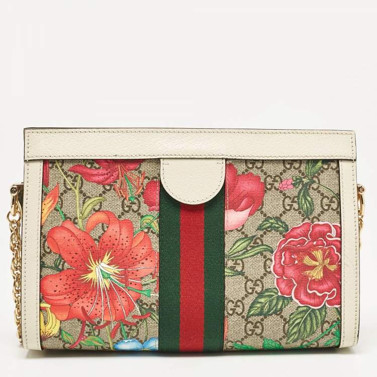 Pre Owned Gucci Multicolor Flora GG Supreme Canvas Small Ophidia Shoulder Bag