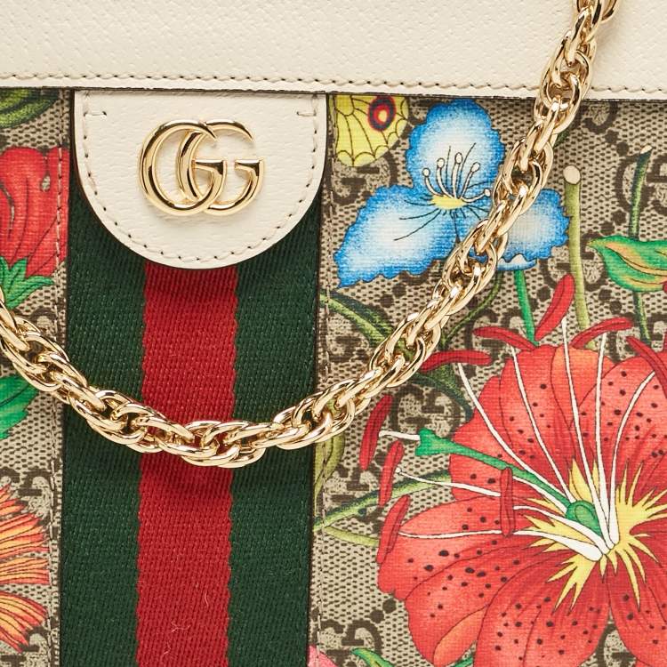 Pre Owned Gucci Multicolor Flora GG Supreme Canvas Small Ophidia Shoulder Bag