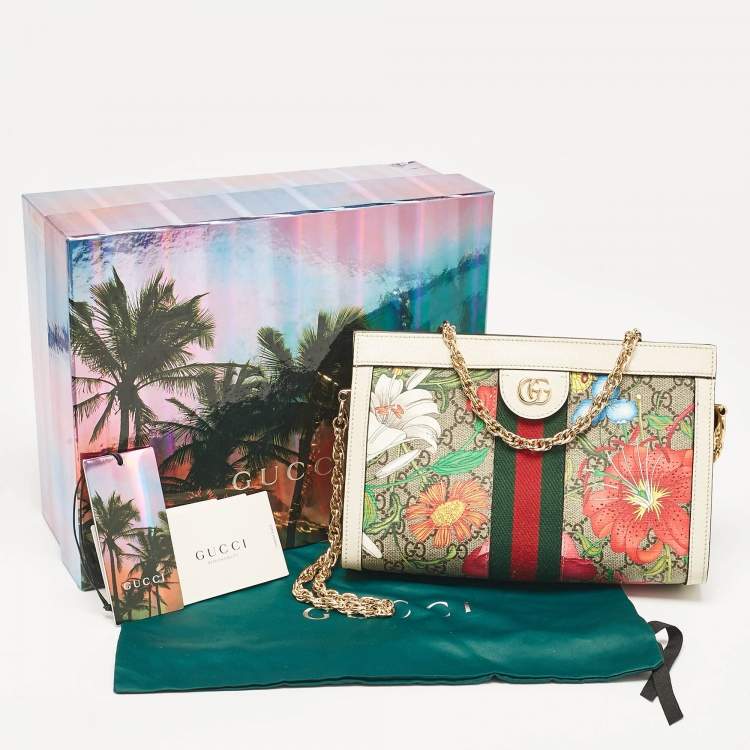 Pre Owned Gucci Multicolor Flora GG Supreme Canvas Small Ophidia Shoulder Bag
