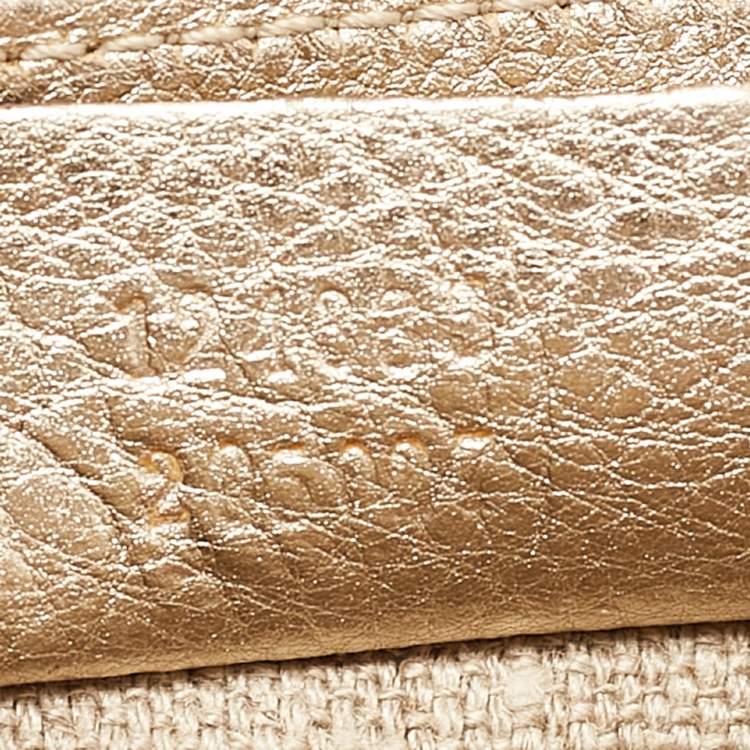 Pre Owned Gucci Light Gold Leather Horsebit Pochette Bag