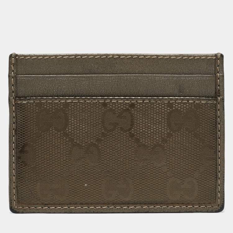 مملوكة مسبقًا Gucci Metallic GG Imprime Canvas and Leather Card Case