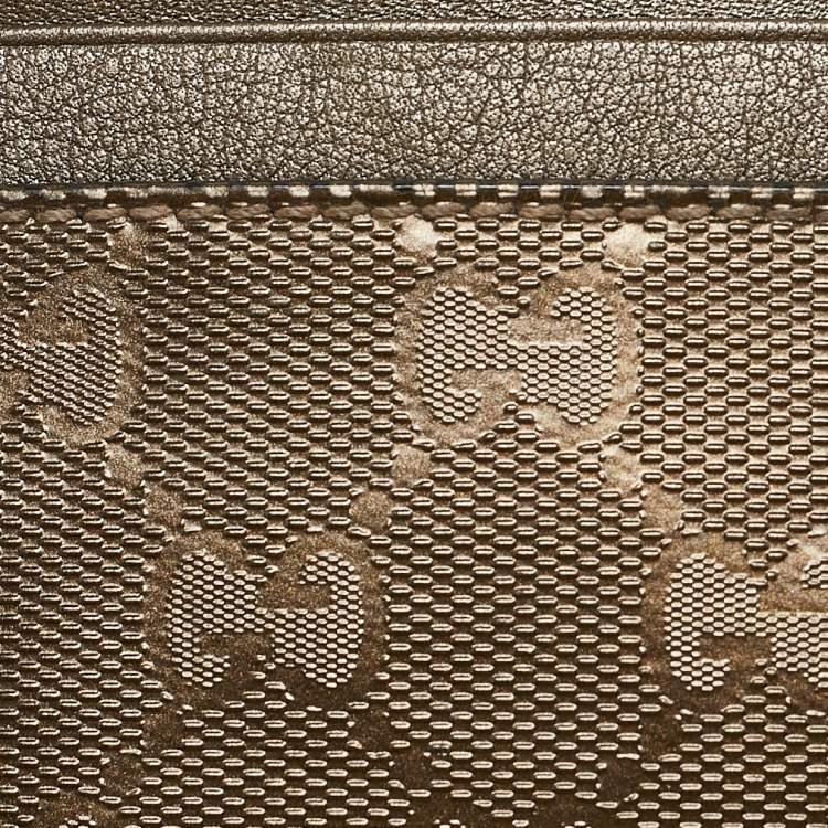 مملوكة مسبقًا Gucci Metallic GG Imprime Canvas and Leather Card Case