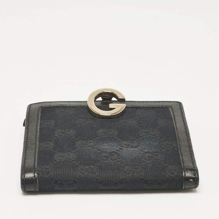 Pre Owned Gucci Black GG Canvas and Leather Charlotte French Wallet