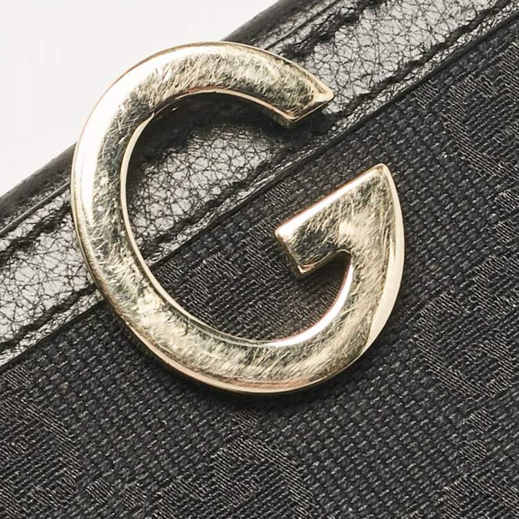Pre Owned Gucci Black GG Canvas and Leather Charlotte French Wallet