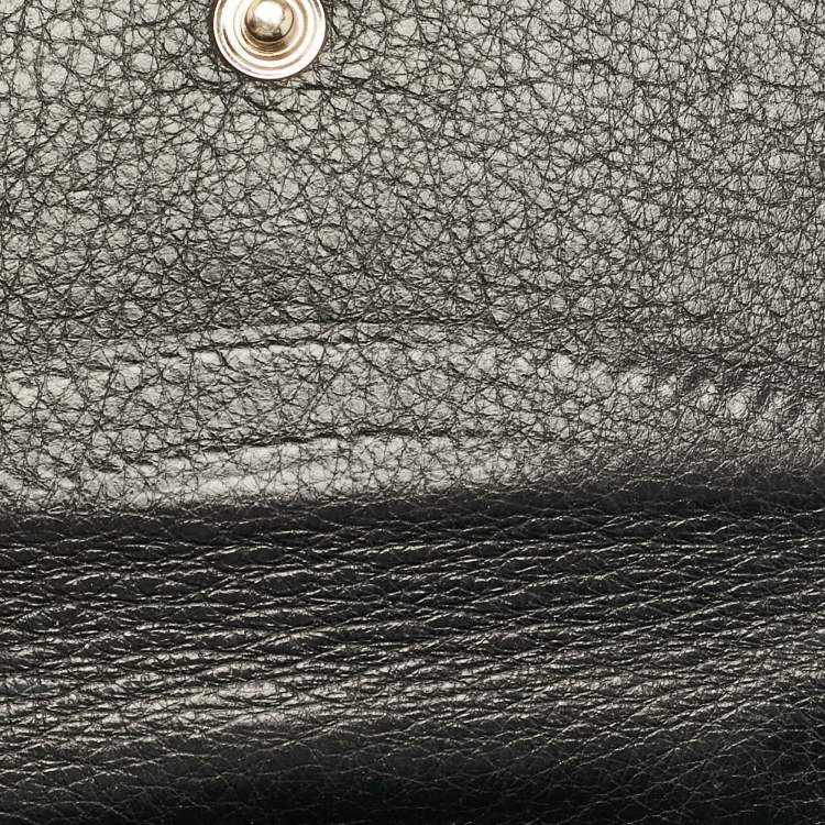 Pre Owned Gucci Black GG Canvas and Leather Charlotte French Wallet