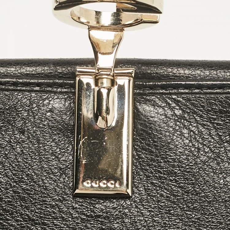 Pre Owned Gucci Black GG Canvas and Leather Charlotte French Wallet