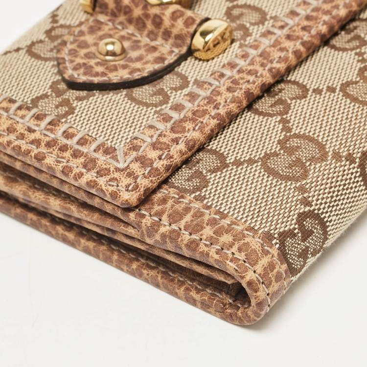 Pre Owned Gucci Beige GG Canvas and Leather Pelham Continental Wallet