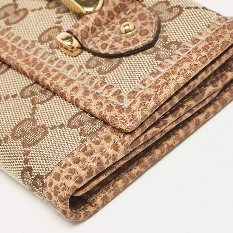 Pre Owned Gucci Beige GG Canvas and Leather Pelham Continental Wallet