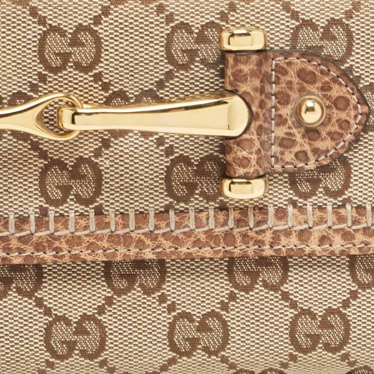 Pre Owned Gucci Beige GG Canvas and Leather Pelham Continental Wallet