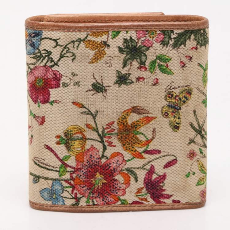 Pre Owned Gucci Multicolor Canvas and Leather Horsebit Trifold Wallet