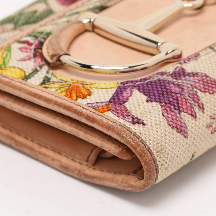 Pre Owned Gucci Multicolor Canvas and Leather Horsebit Trifold Wallet