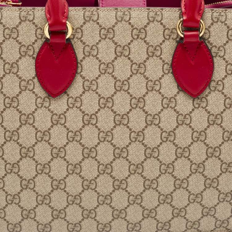 Pre Owned Gucci Tricolor GG Supreme Canvas and Leather Top Handle Bag