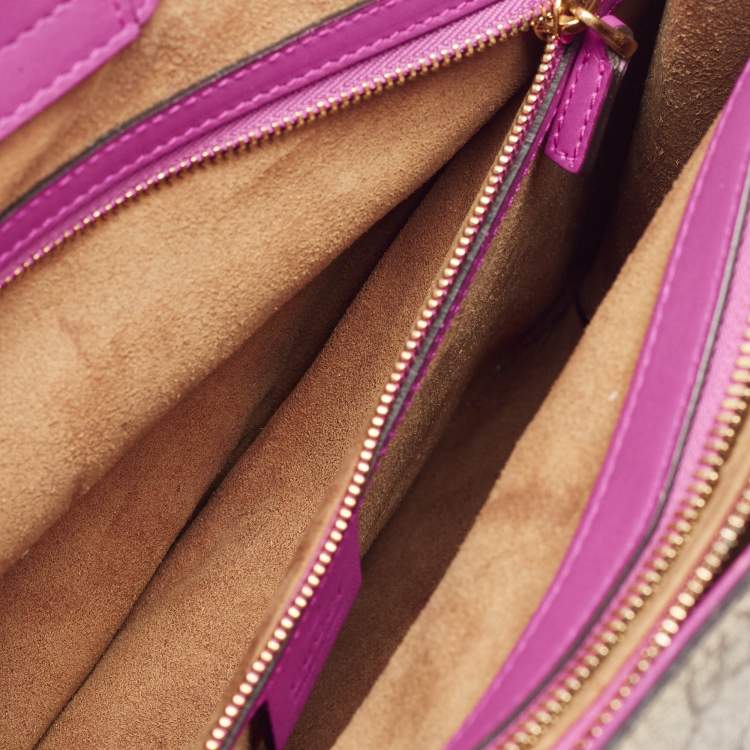 Pre Owned Gucci Tricolor GG Supreme Canvas and Leather Top Handle Bag